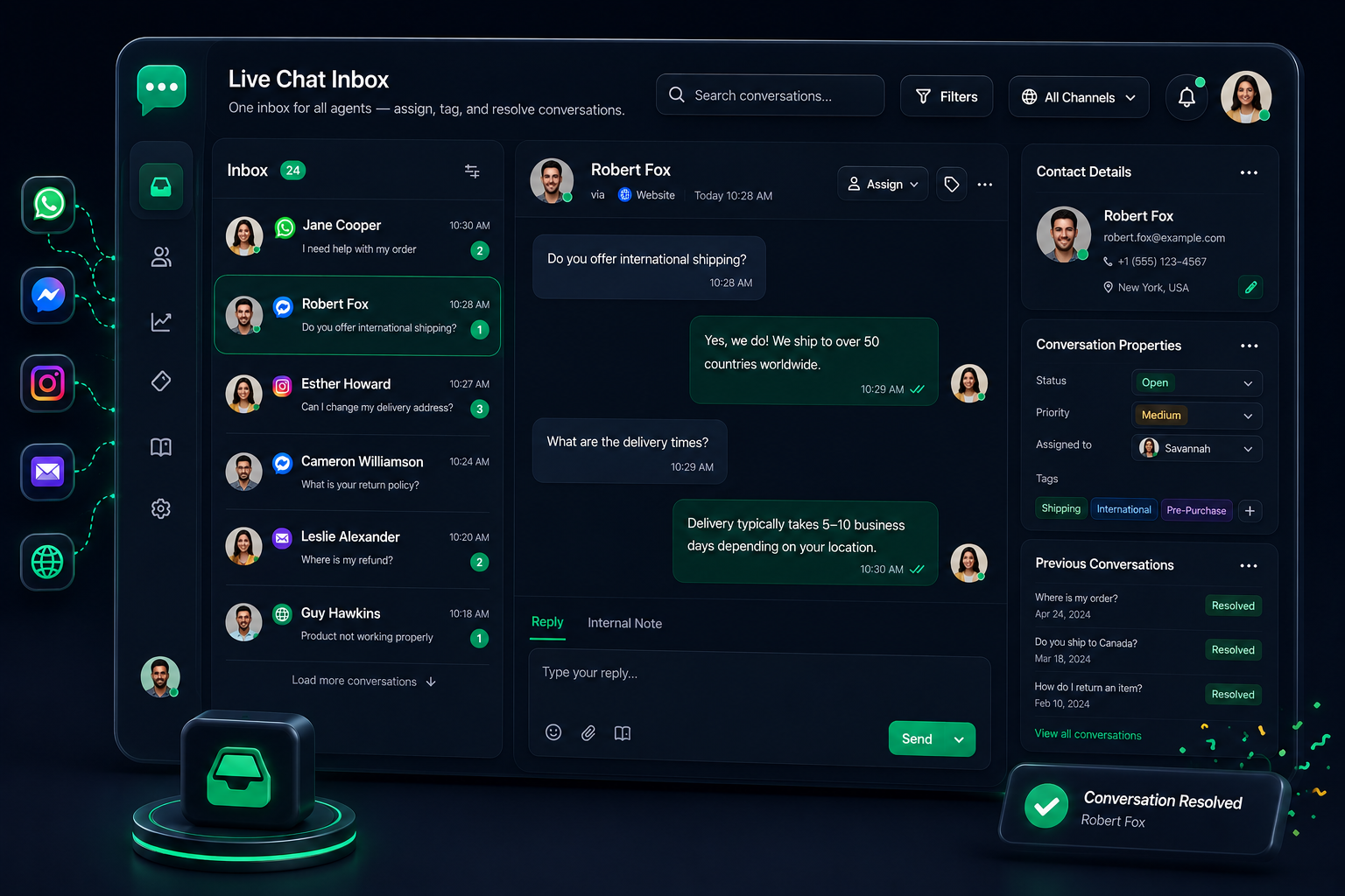 Live Chat Inbox