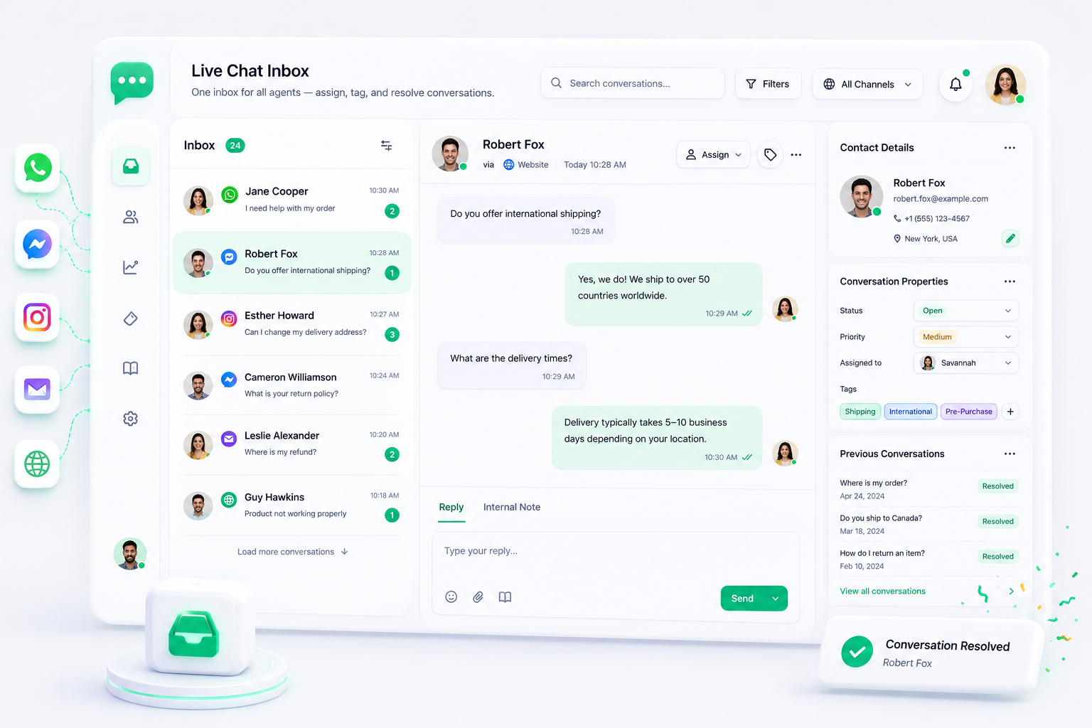 Live Chat Inbox